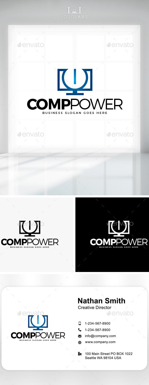 Comp Power Logo, Logo Templates | GraphicRiver