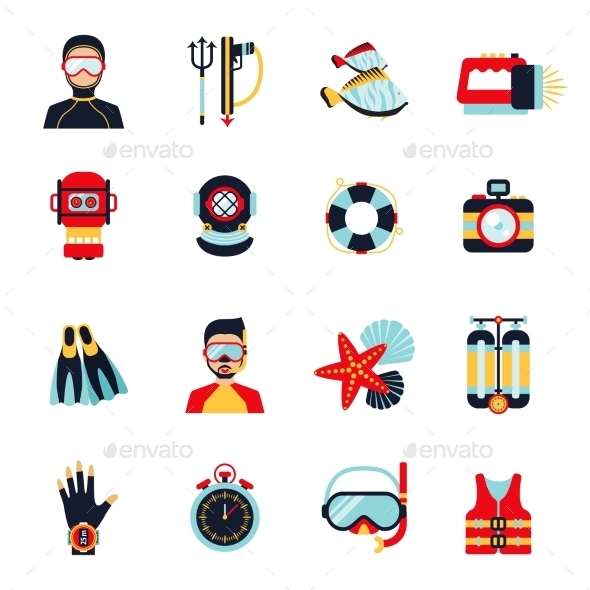 Diving Icons Set, Vectors | GraphicRiver