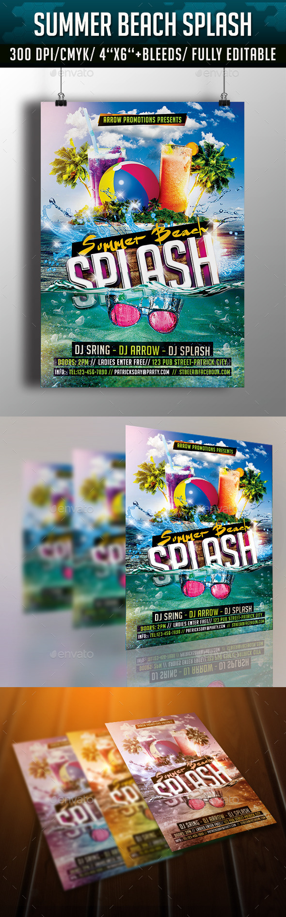 Summer Beach Splash Flyer Template, Print Templates | GraphicRiver