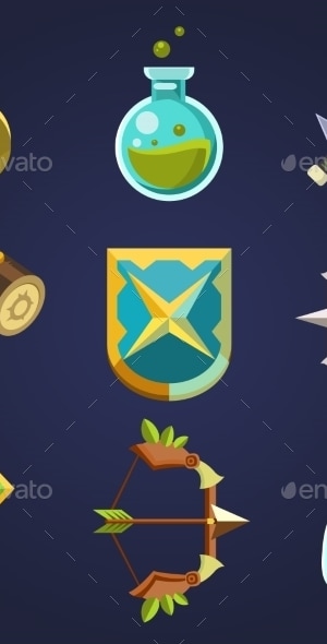 Game Resources Icons Flat Vector Set, Vectors | GraphicRiver