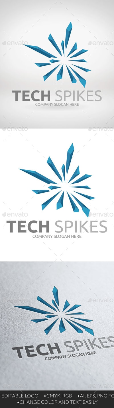 Tech Spikes Logo, Logo Templates | GraphicRiver