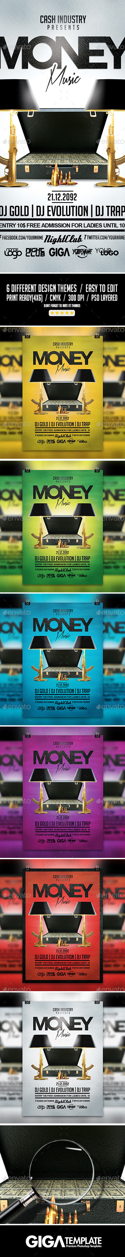 Money Music | Hip-Hop Rap Night Flyer PSD Template, Print Templates