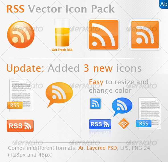 Fresh RSS Icon Pack, Icons | GraphicRiver