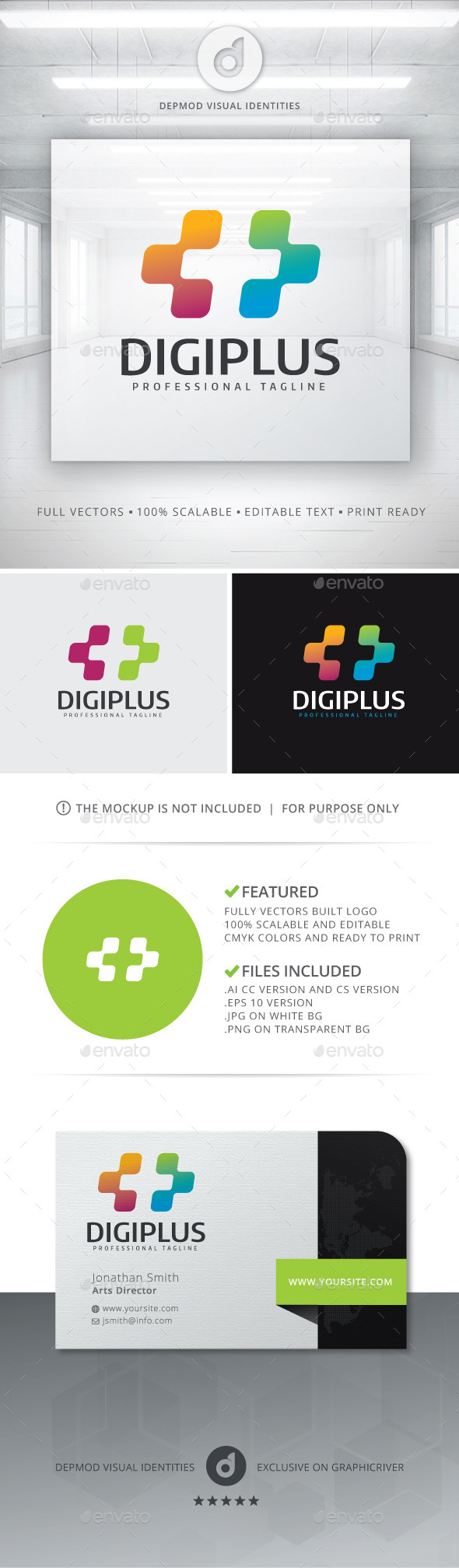 Digi Plus Logo, Logo Templates | GraphicRiver