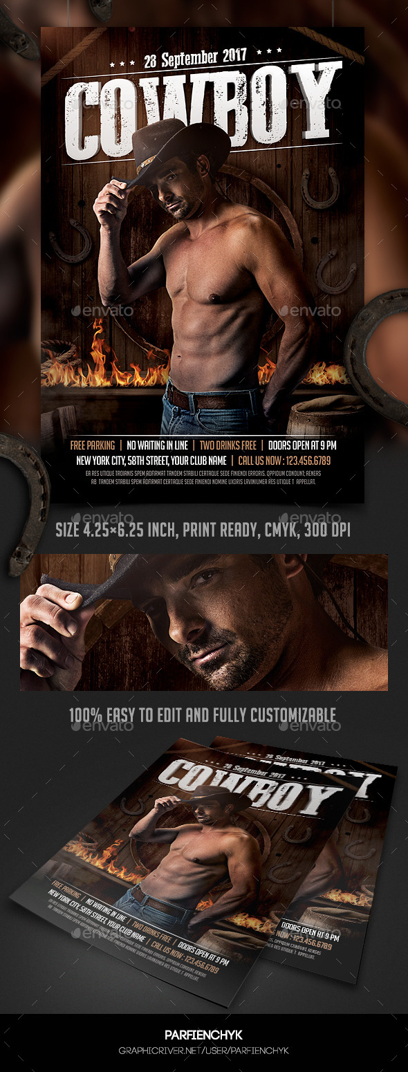 Cowboy Party Flyer Template, Print Templates | GraphicRiver