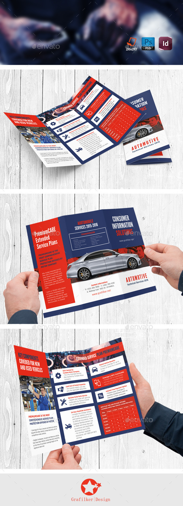 Automobile Service Tri-Fold Templates, Print Templates | GraphicRiver