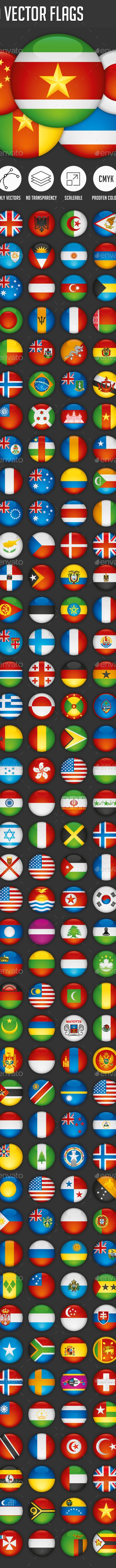 Round Vector Flags, Vectors | GraphicRiver