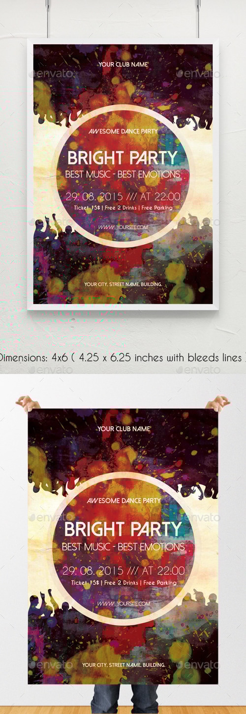 Bright Party Music Poster Template, Print Templates | GraphicRiver