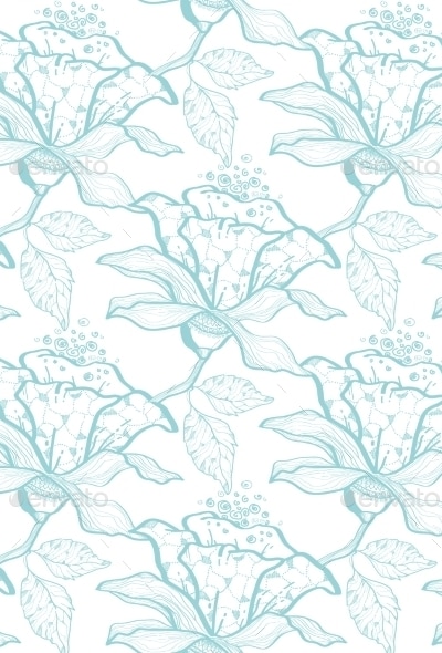Vector Light Blue Lace Florals Seamless Pattern, Vectors | GraphicRiver