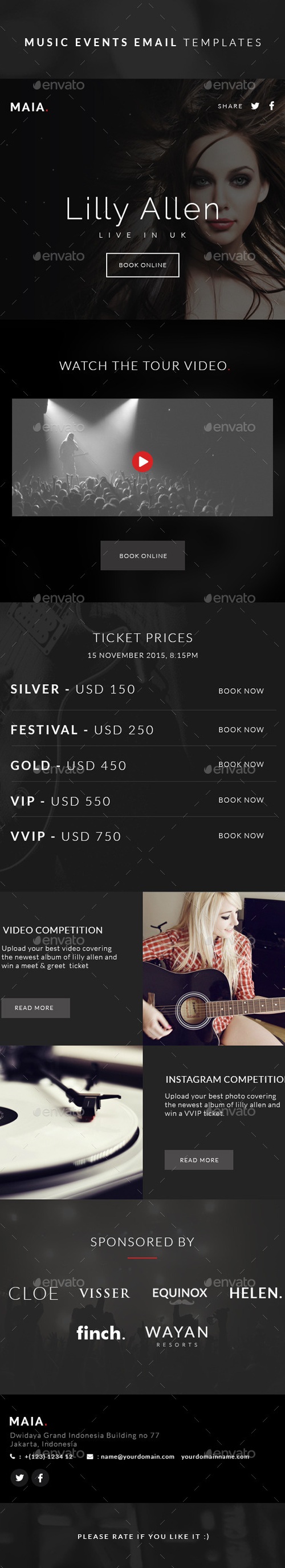 Music Events Email Templates - Maia, Web Elements | GraphicRiver
