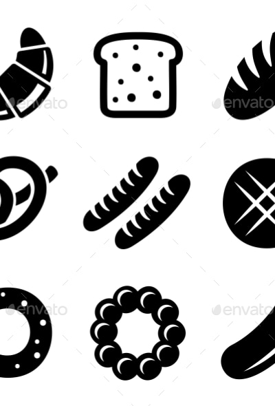 Bakery And Bread Icons Set, Icons | GraphicRiver