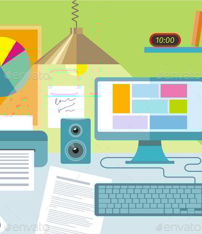 Workplace Concept, Vectors | GraphicRiver