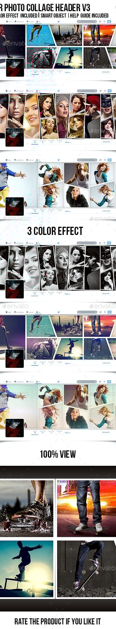 Twitter Photo Collage Header V3, Web Elements | GraphicRiver