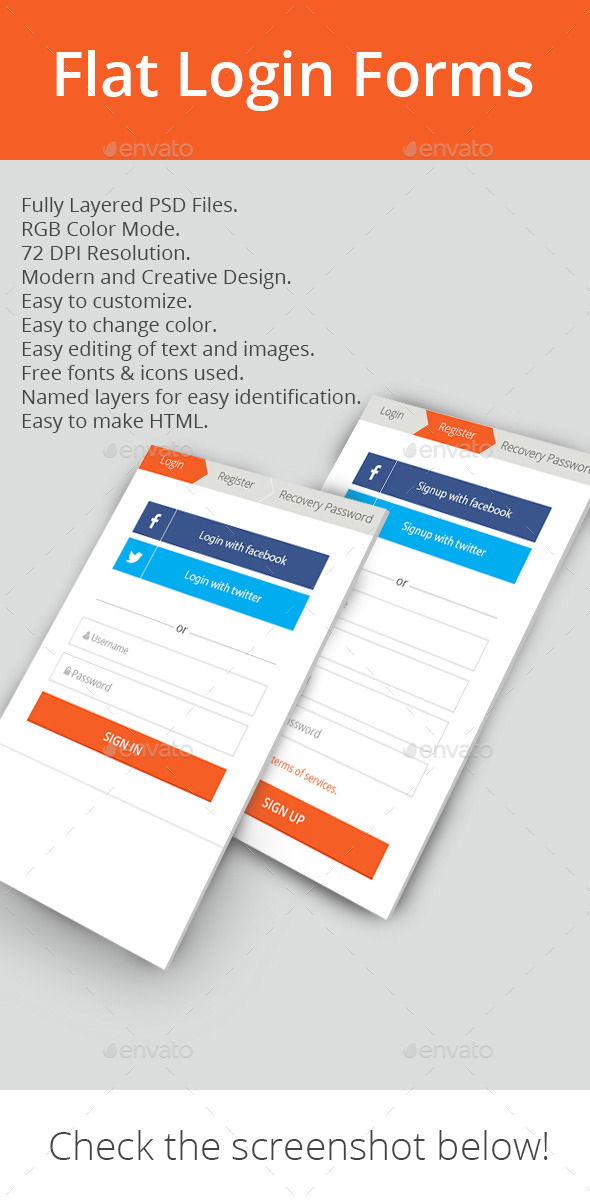 Flat Login Forms - Forms Web Elements