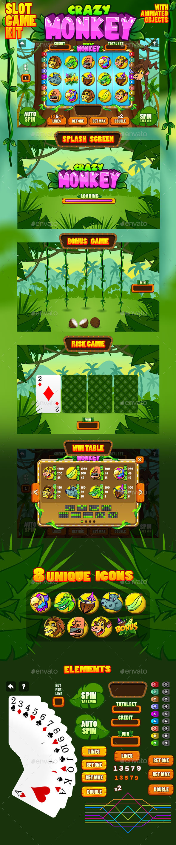 Crazy monkey slot game kit, Game Assets | GraphicRiver
