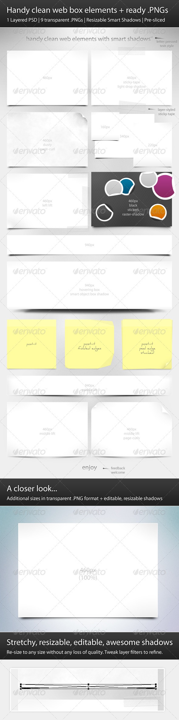 Handy Clean Web Box Elements + Ready .PNGs, Web Elements | GraphicRiver