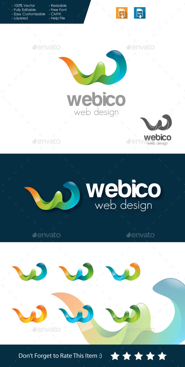 Webico Web Design - Letter W Logo, Logo Templates | GraphicRiver