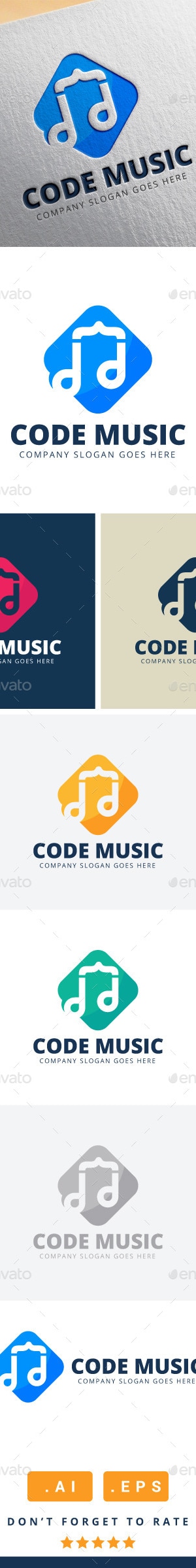 Code Music Logo, Logo Templates | GraphicRiver