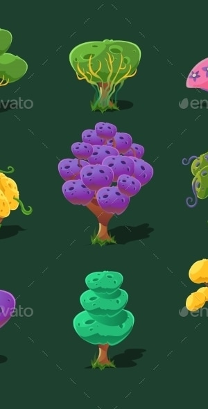 Cartoon Trees, Vector Set, Vectors | GraphicRiver