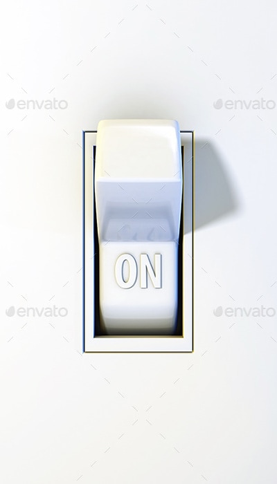 Close Up Wall Light Switch in the On Position, Graphics | GraphicRiver