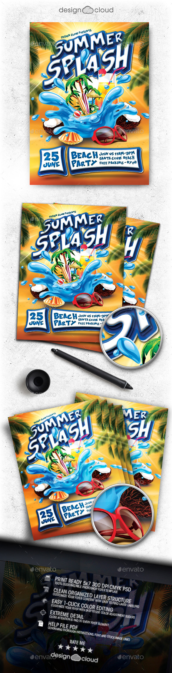 Summer Splash Party Flyer Template, Print Templates | GraphicRiver