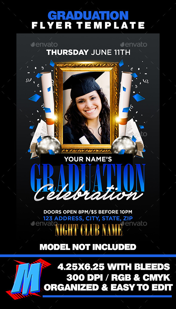 Graduation Flyer Template, Print Templates | GraphicRiver