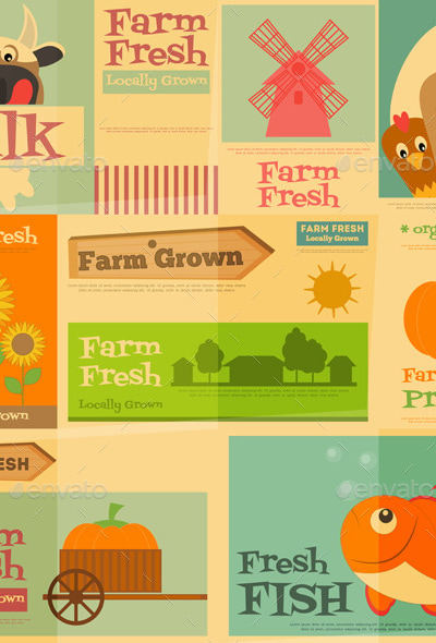 Farm Posters, Vectors | GraphicRiver