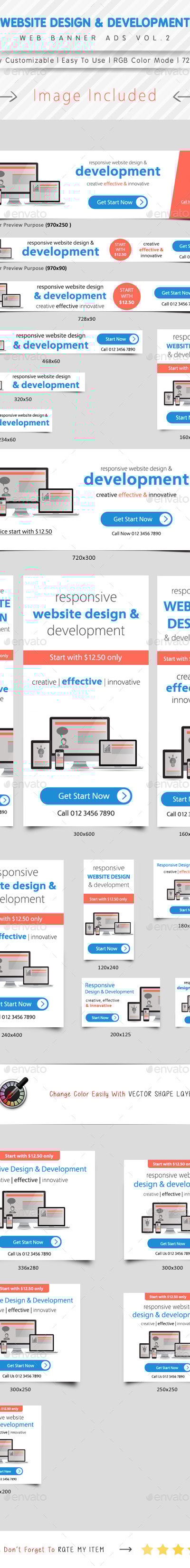 Website Design & Development Banner Ads Vol.2, Web Elements | GraphicRiver