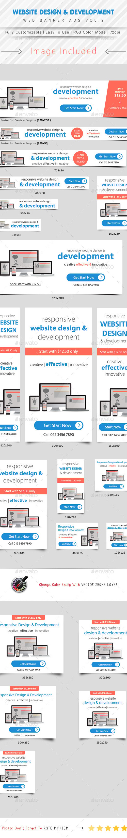 Website Design & Development Banner Ads Vol.2, Web Elements | GraphicRiver