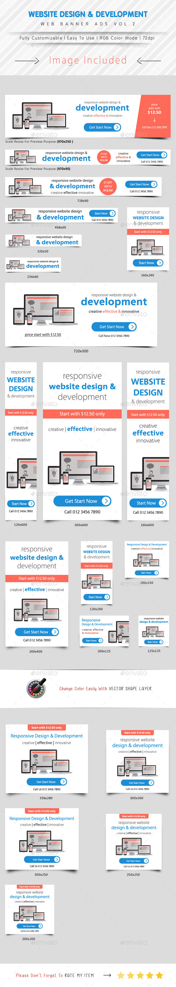 Website Design & Development Banner Ads Vol.2, Web Elements | GraphicRiver