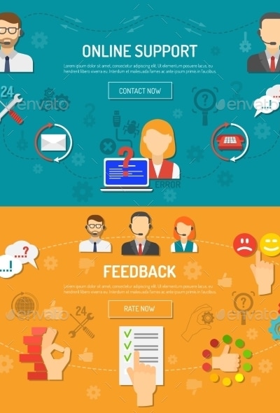 Support Banner Set, Vectors | GraphicRiver