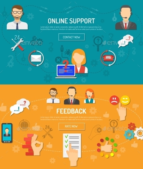 Support Banner Set, Vectors | GraphicRiver