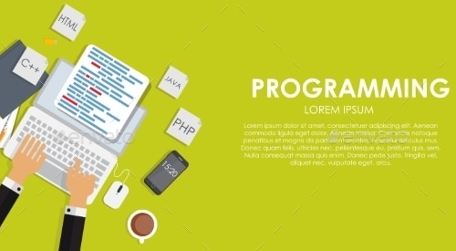 Programming Coding Concept Flat Background, Vectors | GraphicRiver