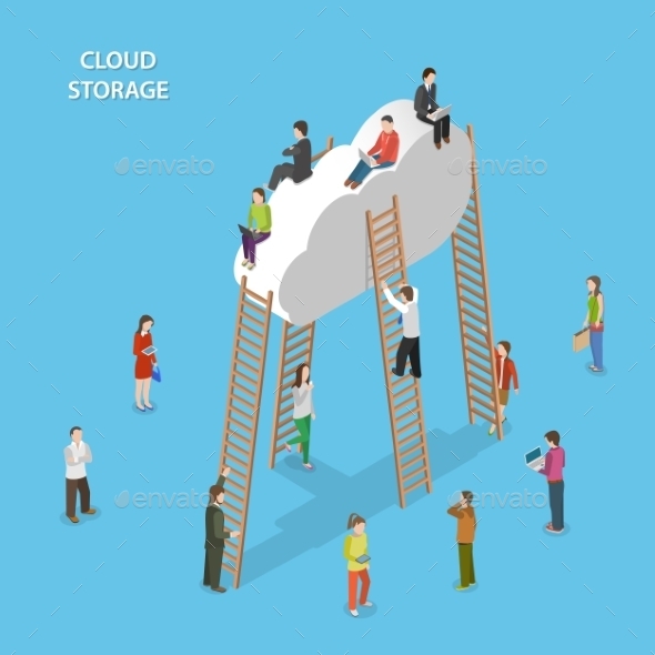 Cloud Storage Isometric Vector Concept, Vectors | GraphicRiver