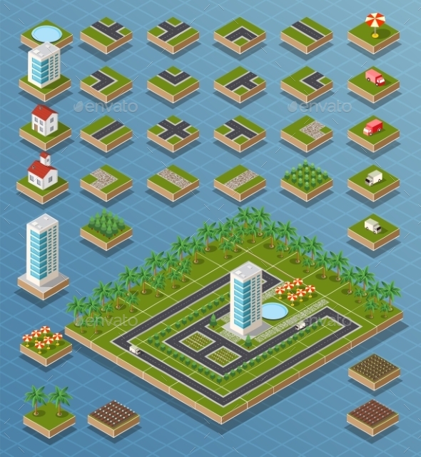 Isometric City Set, Vectors | GraphicRiver