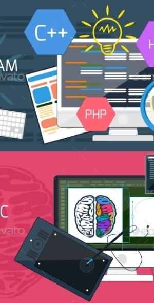 Program Coding And Graphic Design, Vectors | GraphicRiver