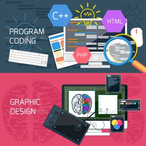 Program Coding And Graphic Design, Vectors | GraphicRiver