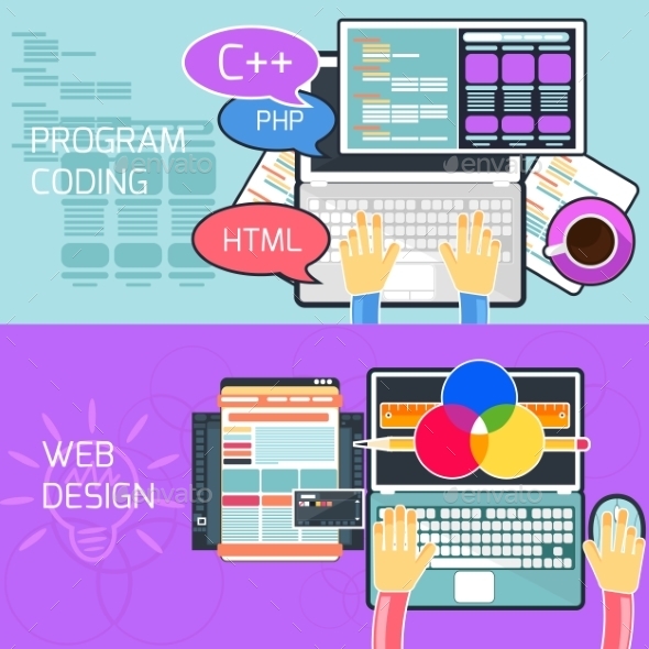 Program Coding And Web Design, Vectors | GraphicRiver