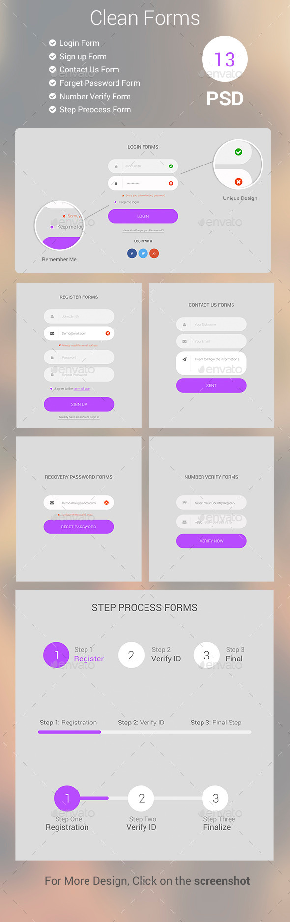 Clean Forms, Web Elements | GraphicRiver