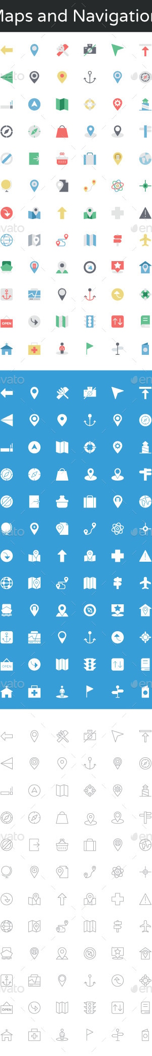 100+ Maps and Navigation Vector Icon, Icons | GraphicRiver