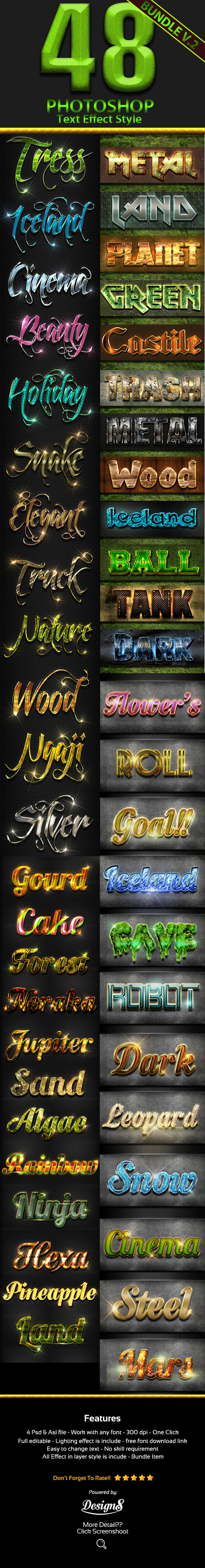 48 Photoshop Text Styles Bundle Part 2, Add-ons | GraphicRiver