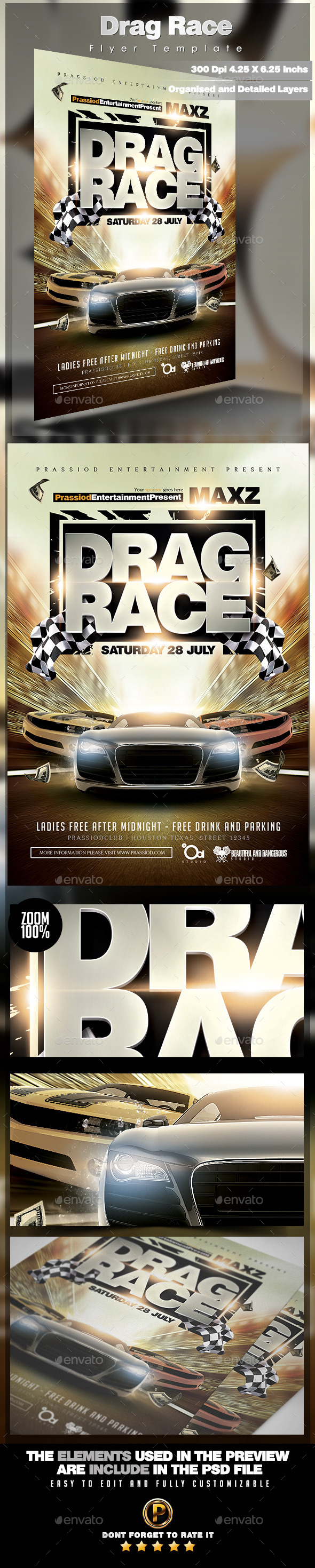 Drag Race Flyer Template, Print Templates | GraphicRiver