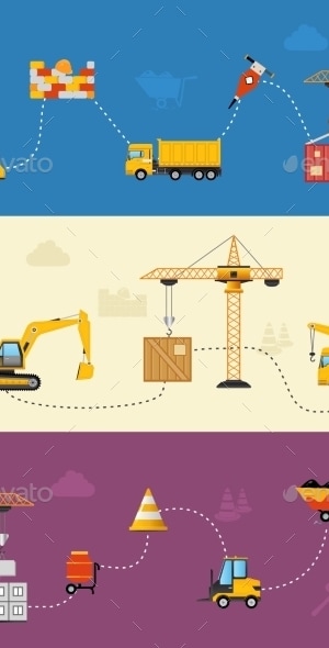 Building Process Banners, Vectors | GraphicRiver