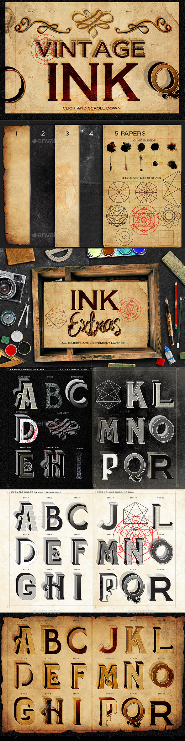 Vintage Ink Styles, Graphics | GraphicRiver