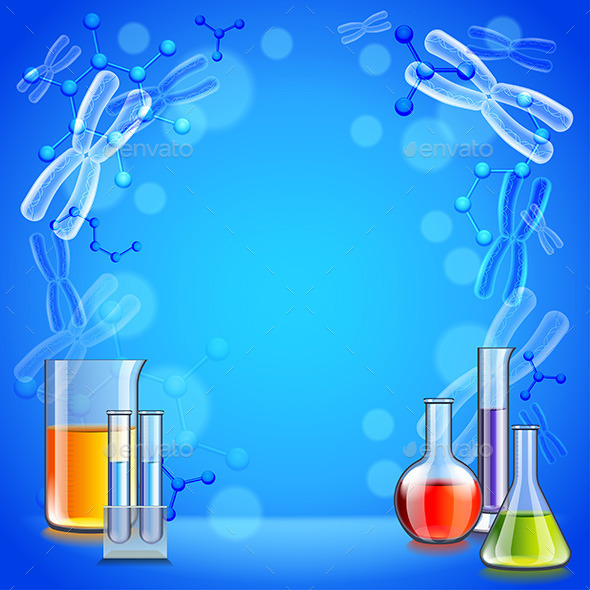 Science Background with Test Tubes and Flasks, Vectors | GraphicRiver
