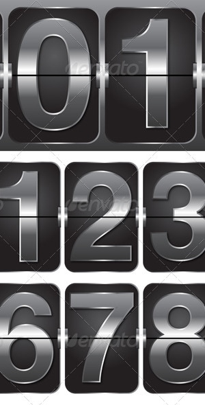 Set of Numbers on Mechanical Timetable, Vectors | GraphicRiver