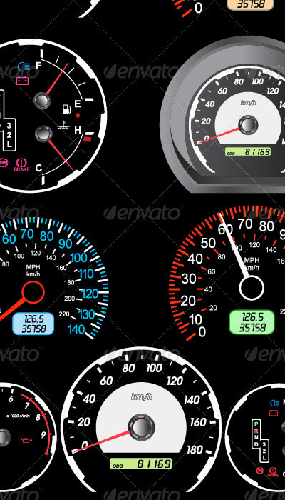 Set of Car Speedometers for Racing Design. , Vectors | GraphicRiver