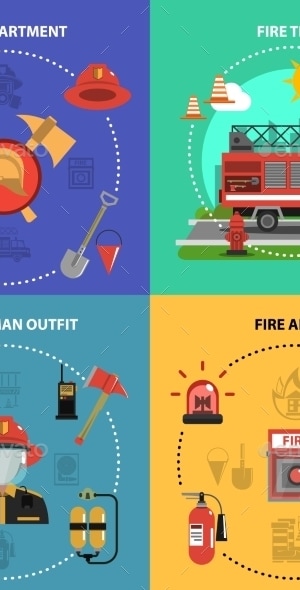 Fire Fighting Set, Vectors | GraphicRiver