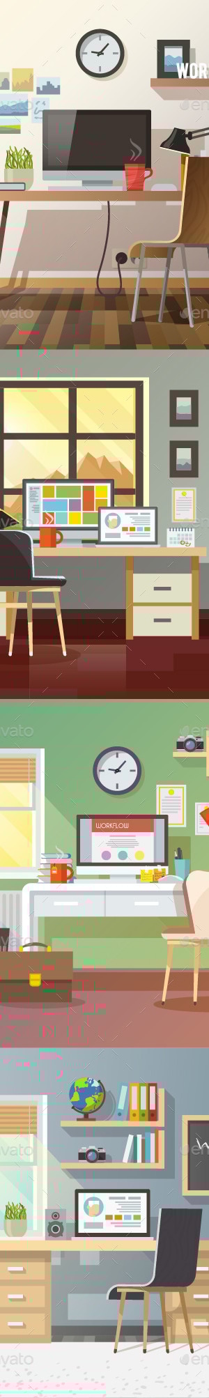Workplace Illustrations, Vectors | GraphicRiver