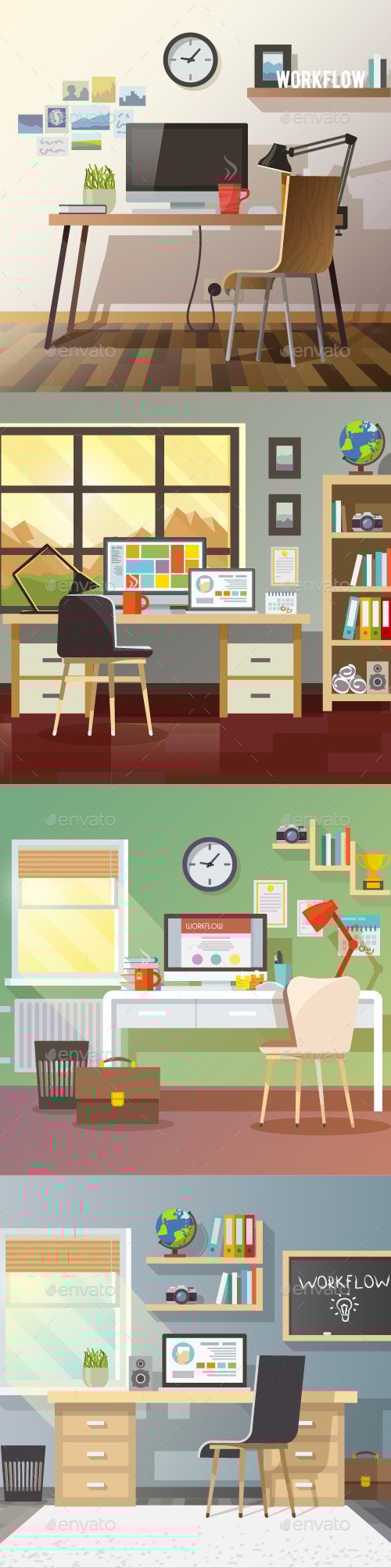 Workplace Illustrations, Vectors | GraphicRiver